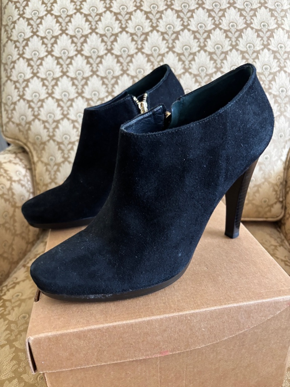 DVF Black Suede Booties Size 10